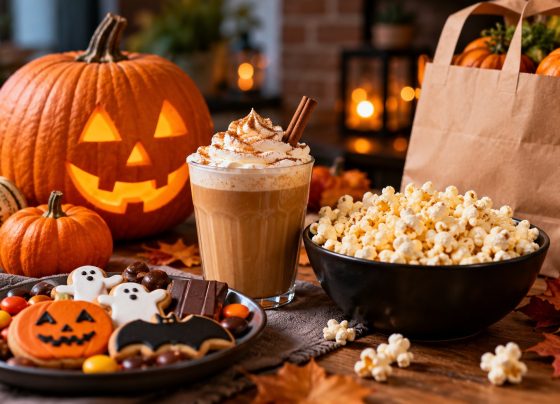 Zakupy na Halloween - dynia, Pumpkin Spice Latte, słodycze i popcorn jako przykłady sezonowych produktów